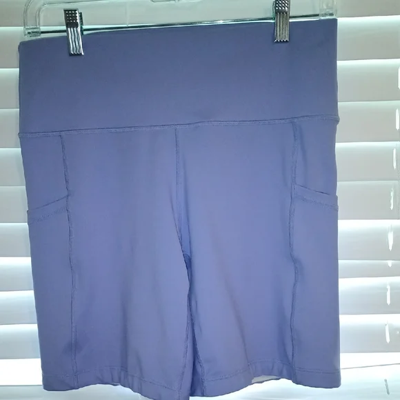 High-Rise Purple Bike Shorts for Active Comfort - Picture 1 of 4
